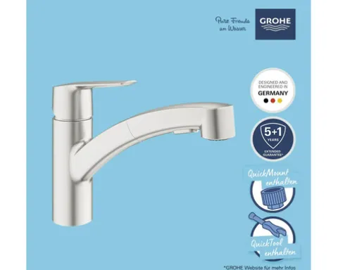 Grohe Quickfix Küchenarmatur mit Handbrause START 2021 supersteel matt 30307DC1