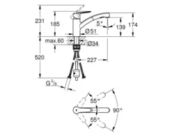 Grohe Quickfix Küchenarmatur mit Handbrause START chrom 30307001