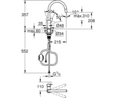 Grohe Quickfix Küchenarmatur mit Handbrause START EDGE 2020 chrom 30550000