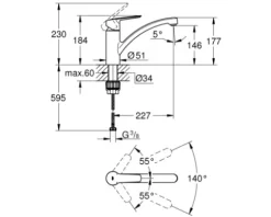 Grohe Quickfix Küchenarmatur START chrom 32441002