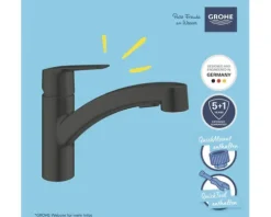 Grohe Quickfix Küchenarmatur mit Handbrause START schwarz matt 305312431