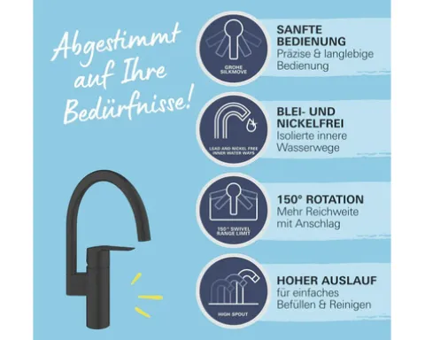 Grohe Quickfix Küchenarmatur START schwarz matt 304692430