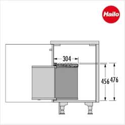 Hailo 3520001 Abfallsammler 20 l Edelstahl/schwarz für Drehtür