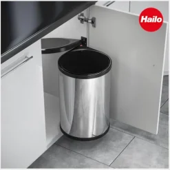Hailo 3520001 Abfallsammler 20 l Edelstahl/schwarz für Drehtür
