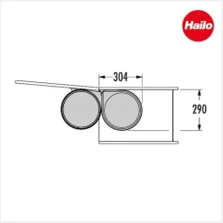Hailo 3520001 Abfallsammler 20 l Edelstahl/schwarz für Drehtür