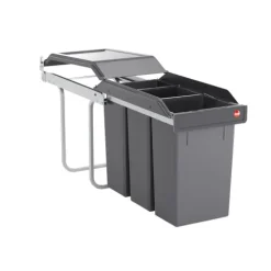 HAILO 3650131 Abfallsammler 30 L Kunststoff/Metall dunkelgrau für 30 cm Schrank