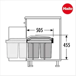 HAILO 3650131 Abfallsammler 30 L Kunststoff/Metall dunkelgrau für 30 cm Schrank