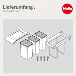 HAILO 3650131 Abfallsammler 30 L Kunststoff/Metall dunkelgrau für 30 cm Schrank