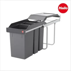 HAILO 3650191 Einbau-Abfallsammler 29 L Swing Mülltrennsystem Kunststoff/Metall dunkelgrau Drehtürschrank