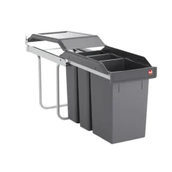 HAILO 3650191 Einbau-Abfallsammler 29 L Swing Mülltrennsystem Kunststoff/Metall dunkelgrau Drehtürschrank