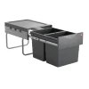 HAILO 3641521 Raumspar Tandem Einbau-Abfallsammler 36 L Metall/Kunststoff dunkelgrau Drehtürschrank