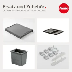 HAILO 3641521 Raumspar Tandem Einbau-Abfallsammler 36 L Metall/Kunststoff dunkelgrau Drehtürschrank