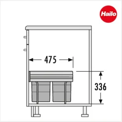 HAILO 3641521 Raumspar Tandem Einbau-Abfallsammler 36 L Metall/Kunststoff dunkelgrau Drehtürschrank