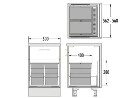 Hailo Abfallsammler 3301772 Allegro 380 Einsatz 2x 28 Liter Dunkelgrau