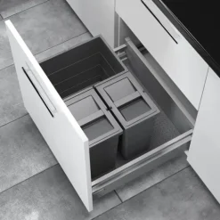 Hailo Abfallsammler 3301634 Allegro 34 Liter Kunststoff dunkelgrau für 60 cm Schubkastenauszug