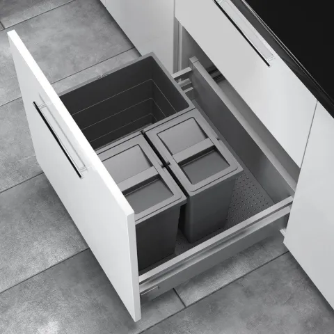 Hailo Abfallsammler 3301634 Allegro 34 Liter Kunststoff dunkelgrau für 60 cm Schubkastenauszug