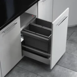 Hailo Abfallsammler 10000222 Einbau-Abfalleinsatz 36 l Kunststoff/Metall dunkelgrau für 45 cm Schubkasten