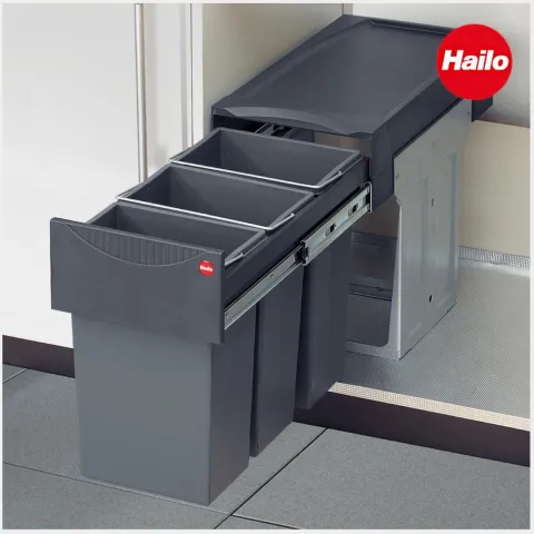 Hailo Abfallsammler 3666131 für TZ Swing Terzett 3x10 Liter Mülltrennsystem Kunststoff Küchenschrank Einbau
