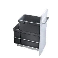 Hailo Abfallsammler 3669101 Inset Tandem 38+7 Liter dunkelgrau Kunststoff Metall