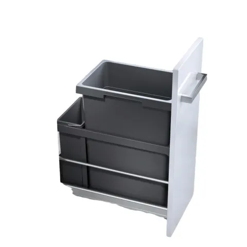 Hailo Abfallsammler 3669101 Inset Tandem 38+7 Liter dunkelgrau Kunststoff Metall