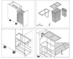 Hailo Abfallsammler 3669101 Inset Tandem 38+7 Liter dunkelgrau Kunststoff Metall
