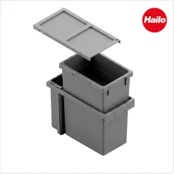 Hailo Abfallsammler 3669101 Inset Tandem 38+7 Liter dunkelgrau Kunststoff Metall