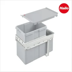Hailo Abfallsammler 3614301 Inset Tandem 38+7 Liter hellgrau Kunststoff Metall