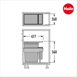 Hailo Abfallsammler 3614301 Inset Tandem 38+7 Liter hellgrau Kunststoff Metall