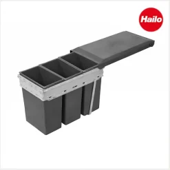 Hailo Abfallsammler 3663131 Inset Terzett 3x10 Liter 30 cm dunkelgrau