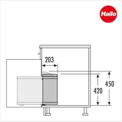 Hailo Abfallsammler 18 L 3418101 Edelstahl/schwarz für 450–600-mm-Drehtürschrank