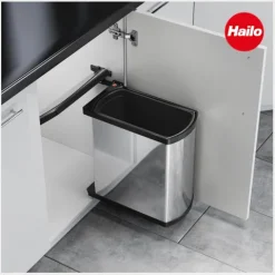 Hailo Abfallsammler 18 L 3418101 Edelstahl/schwarz für 450–600-mm-Drehtürschrank