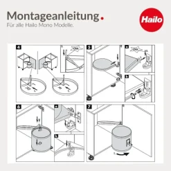 Hailo Abfallsammler 12 L 3512071 Einbaumülleimer dunkelgrau/schwarz für Drehtürschrank