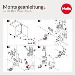 Hailo Abfallsammler 12 L 3512071 Einbaumülleimer dunkelgrau/schwarz für Drehtürschrank