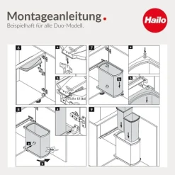Hailo Abfallsammler 16 L 3416071 Metall/Kunststoff dunkelgrau/schwarz für 450–600-mm-Drehtürschrank