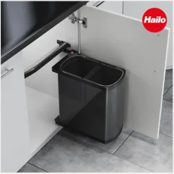 Hailo Abfallsammler 16 L 3416071 Metall/Kunststoff dunkelgrau/schwarz für 450–600-mm-Drehtürschrank