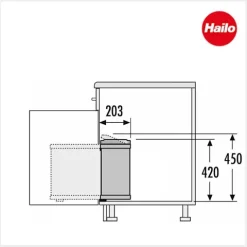Hailo Abfallsammler 16 L 3416071 Metall/Kunststoff dunkelgrau/schwarz für 450–600-mm-Drehtürschrank
