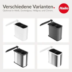 Hailo Abfallsammler 16 L 3416071 Metall/Kunststoff dunkelgrau/schwarz für 450–600-mm-Drehtürschrank