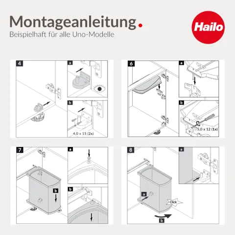 Hailo Abfallsammler 18 L 3418071 Metall/Kunststoff dunkelgrau/schwarz für 450–600-mm-Drehtürschrank
