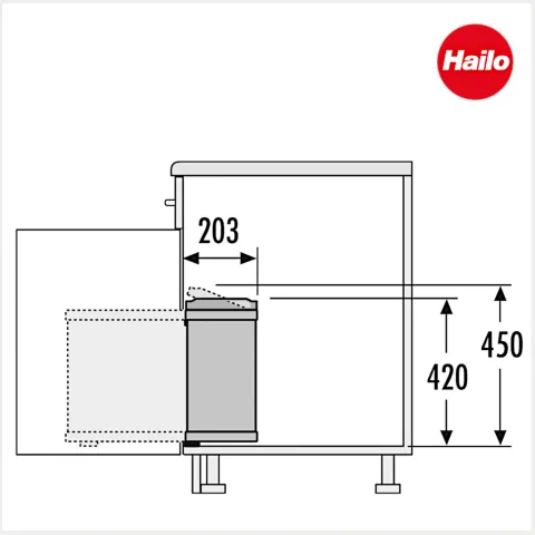 Hailo Abfallsammler 18 L 3418071 Metall/Kunststoff dunkelgrau/schwarz für 450–600-mm-Drehtürschrank