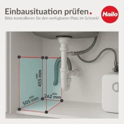 Hailo Abfallsammler 30 Liter Terzett 3650132 Mülltrennsystem Kunststoff grau Küchenschrank Drehtür