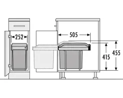 Hailo Abfallsammler 24 Liter 3650241 AS Single Box 24 dunkelgrau für Drehtürschrank