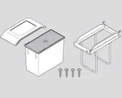 Hailo Abfallsammler 24 Liter 3650241 AS Single Box 24 dunkelgrau für Drehtürschrank