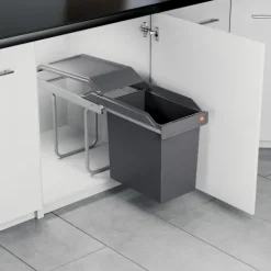 Hailo Abfallsammler 24 Liter 3650241 AS Single Box 24 dunkelgrau für Drehtürschrank