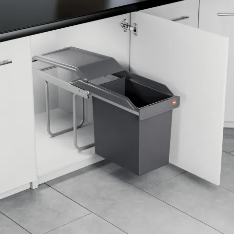 Hailo Abfallsammler 24 Liter 3650241 AS Single Box 24 dunkelgrau für Drehtürschrank