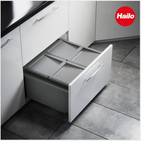 Hailo Abfallsammler 34 Liter 10000507 Separato M 600 2x17 L dunkelgrau für 60 cm Frontauszug