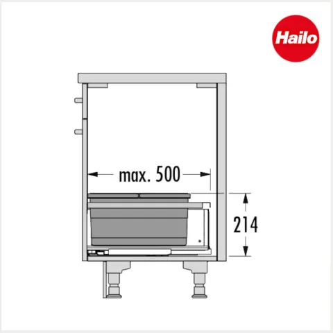Hailo Abfallsammler 34 Liter 10000507 Separato M 600 2x17 L dunkelgrau für 60 cm Frontauszug
