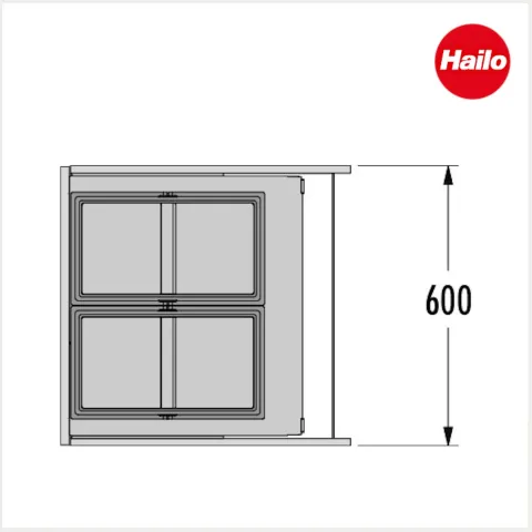 Hailo Abfallsammler 34 Liter 10000507 Separato M 600 2x17 L dunkelgrau für 60 cm Frontauszug