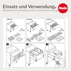 Hailo Abfallsammler 34 Liter 10000507 Separato M 600 2x17 L dunkelgrau für 60 cm Frontauszug