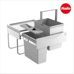 Hailo Abfallsammler 30 Liter 3644702 TR Swing Raumspar-Tandem-S grau für Spülenunterschrank