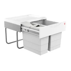 Hailo Abfallsammler 30 Liter 3644702 TR Swing Raumspar-Tandem-S grau für Spülenunterschrank